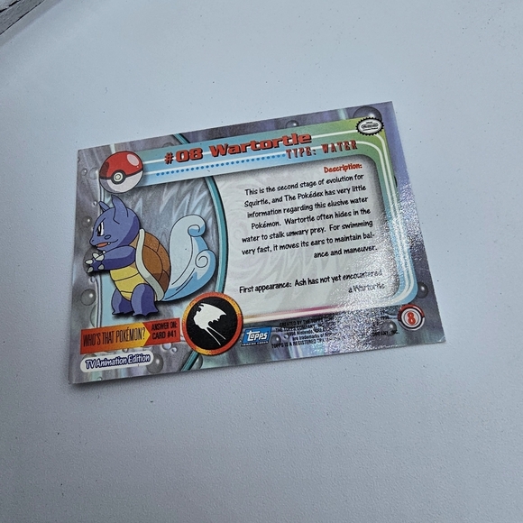 Pokemon 1999 TOPPS Wartortle #08 Blue Logo TV Animation Edition Card - Picture 3 of 4